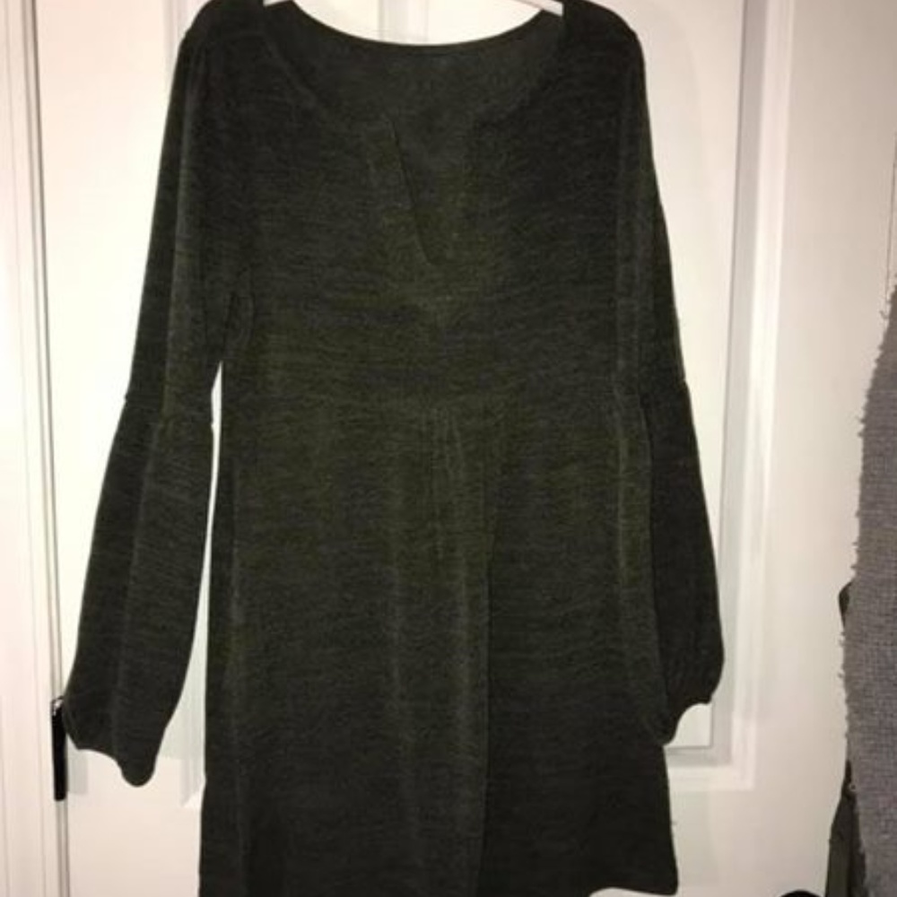 Olive Green Long-Sleeve Short winter tunic/dress